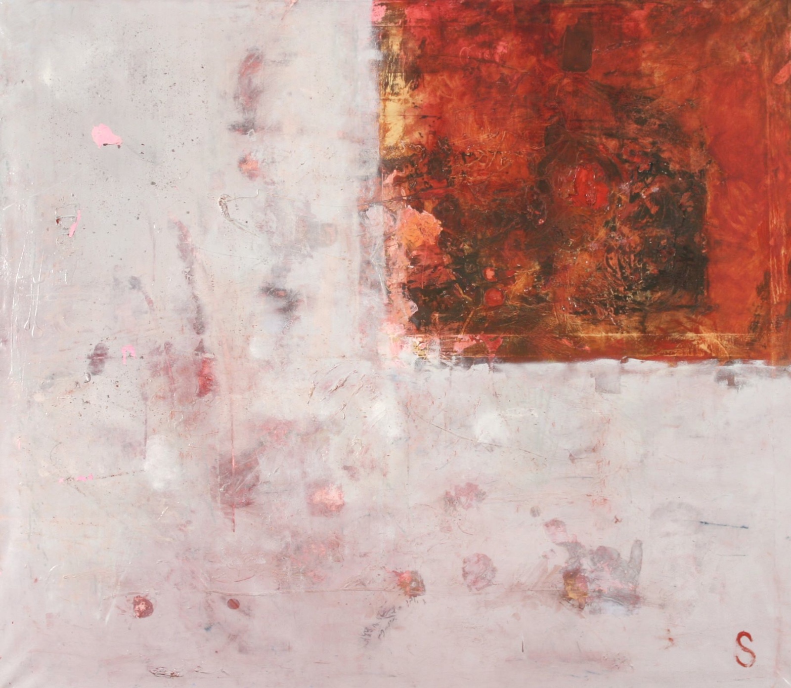 Abstraction geometric red, Oil on canvas, 140x160cm, 2009